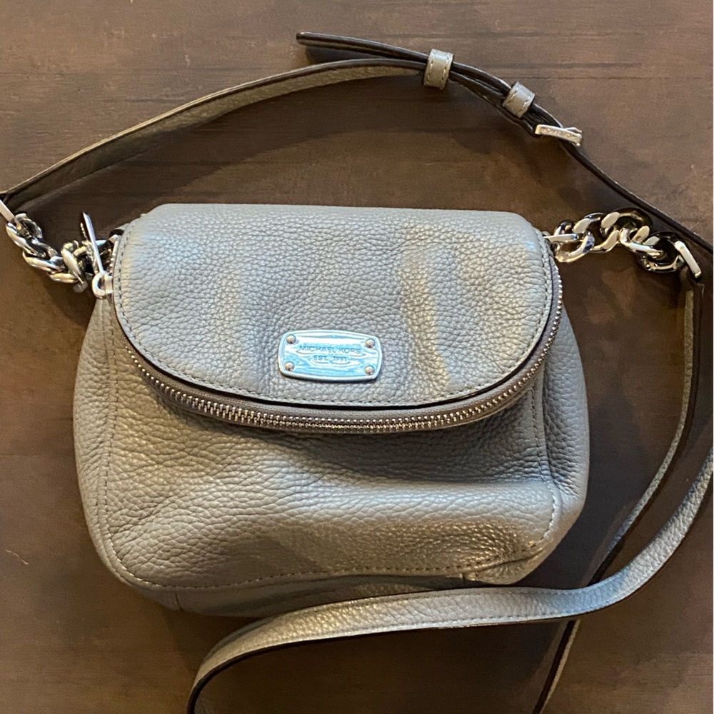 Michael Kors Gray Leather Crossbody Bag